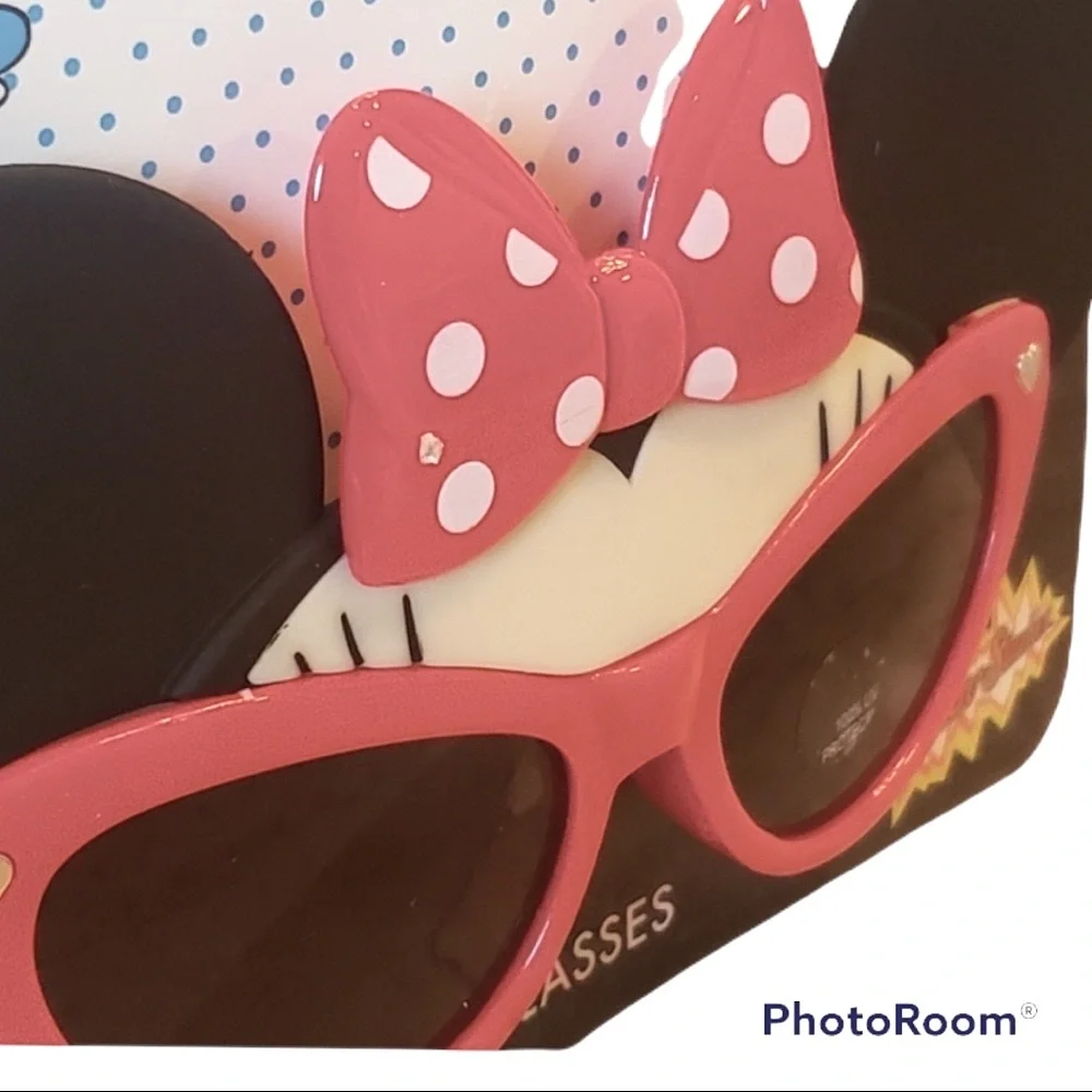 New! DISNEY Minnie Mouse Ears Sunglasses Red Polka Dot Bow 100% UV Protection